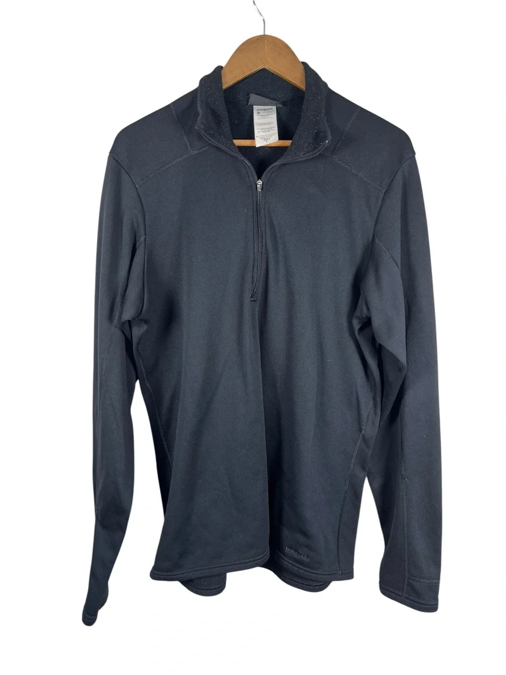 VTG Patagonia R1 Polartec Power Dry Black Quarter Zip Fleece Pullover Men L READ